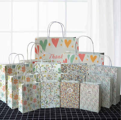 Tas Kertas Daur Ulang Bantalan Kuat Dengan Pegangan Tas Take Out Anniversary Kraft