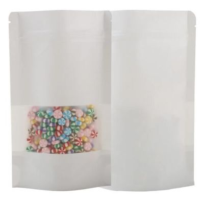Doypack Heat Sealable Paper Bags Stand Up Kraft Paper Pouch Dengan Jendela Matte