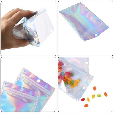 Shiny Holographic Mylar Food Packaging  Bag Pouch Aluminium Foil Metallized