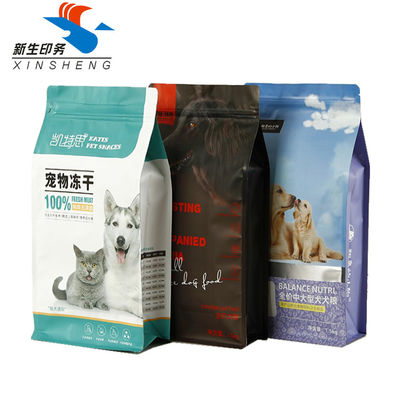 Tas Makanan Kucing Plastik Bawah Datar Disesuaikan VMPET Kemasan Makanan Anjing MOPP Dilaminasi
