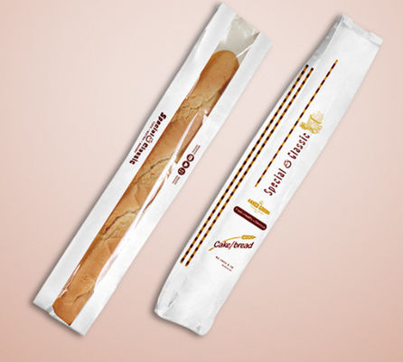 580 * 100 * 40mm Kraft Paper Baguette Bread Packaging Bag Dengan Jendela Tengah