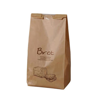 Brown 160 Micron Bread Packaging Paper Bags PP Jendela Tengah Tas Roti Kraft