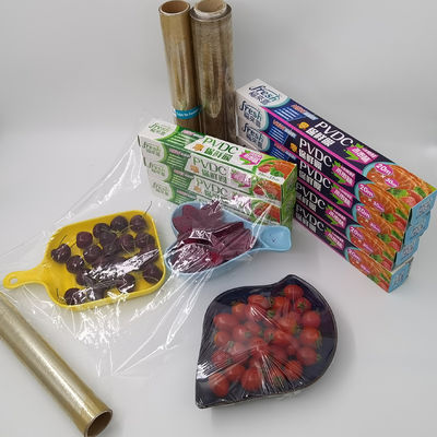 Kemasan PVDC Cling Film Shrink Wrap Penghalang Tinggi Ukuran 30cm * 30m