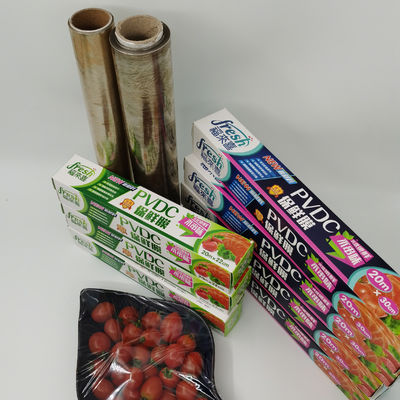 Kemasan PVDC Cling Film Shrink Wrap Penghalang Tinggi Ukuran 30cm * 30m