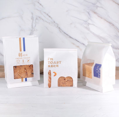 OEM White Gravure Custom Printed Bakery Bags Dengan Jendela Transparan