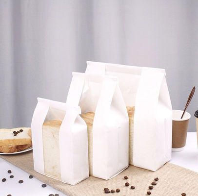 Offset PrintingWhite Bread Paper Bags Dengan Window SGS Bakery Packaging Bags