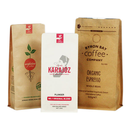 90 * 185mm Flat Bottom  Kraft Paper Packaging Bag pouch Untuk Kopi