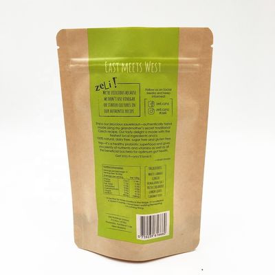 Tas  Kertas Kraft Ramah Lingkungan 12OZ Kantong Kopi Kraft Bawah Datar Dengan Katup