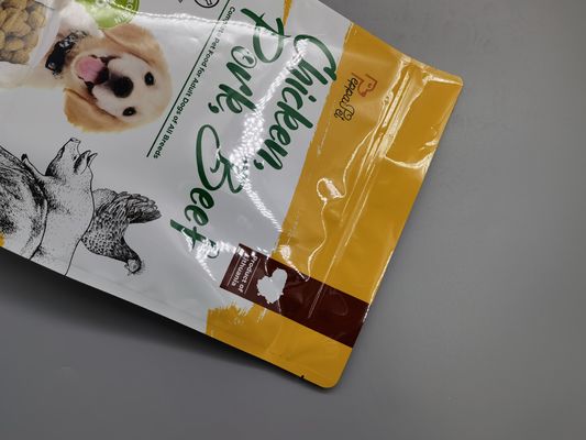 0.36mm Tebal Aluminium Foil Tas Kemasan Makanan Hewan Peliharaan Fleksibel Sisi Bawah Datar Gusseted