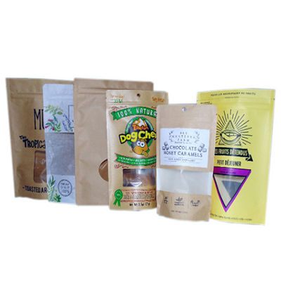 SGS Printed Kraft Resealable Bags Kantong Kertas Komposit Dengan Jendela