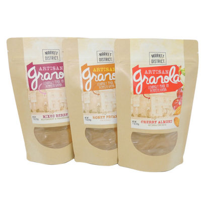 SGS Printed Kraft Resealable Bags Kantong Kertas Komposit Dengan Jendela
