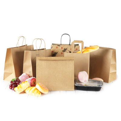 SGS Flexo Printed Brown Kraft Membawa Tas Belanja Dengan Pegangan