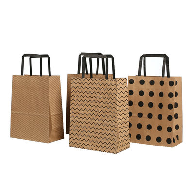 Kertas Kraft Tahan Minyak Membawa Tas Belanja 80g 100g Dengan Pegangan Datar