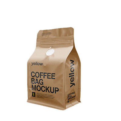 Tas Kopi Kertas Kraft Bawah Datar Bukti Bau ISO9001 200-400 Mikron