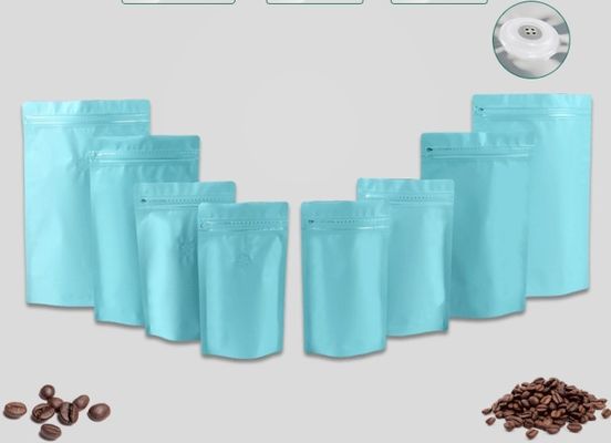 Kapasitas 250g Aluminium Foil Resealable Stand Up Coffee Bags Side Gusseted With Valve