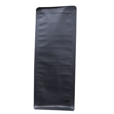 VMPET Resealable Matte Black Coffee Pouch Packaging Dengan Valve Flat Bottom