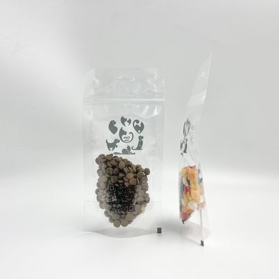 Kode Penyemprotan Printing Transparan Mini Pet Food Treats Display Packaging Bags