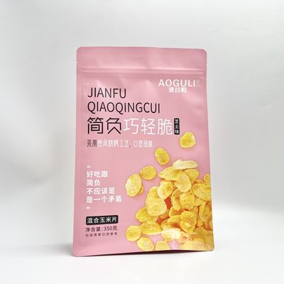 Tas Makanan Segel Panas Tahan Bau Bagian Bawah Datar VMPET Zipper Packing Pouch