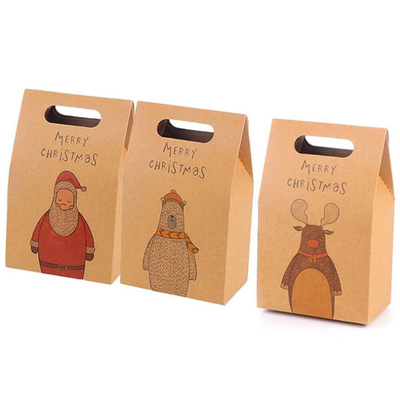 Hadiah Natal Membawa Tas Belanja Gravure Printed Kraft Paper Carrier Bags
