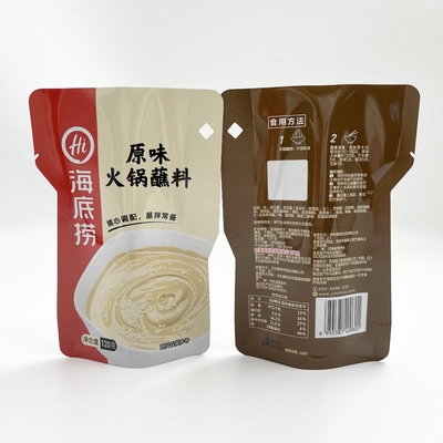 Aluminium stand up kantong kemasan saus cair dapat dimasak tahan tusukan suhu tinggi